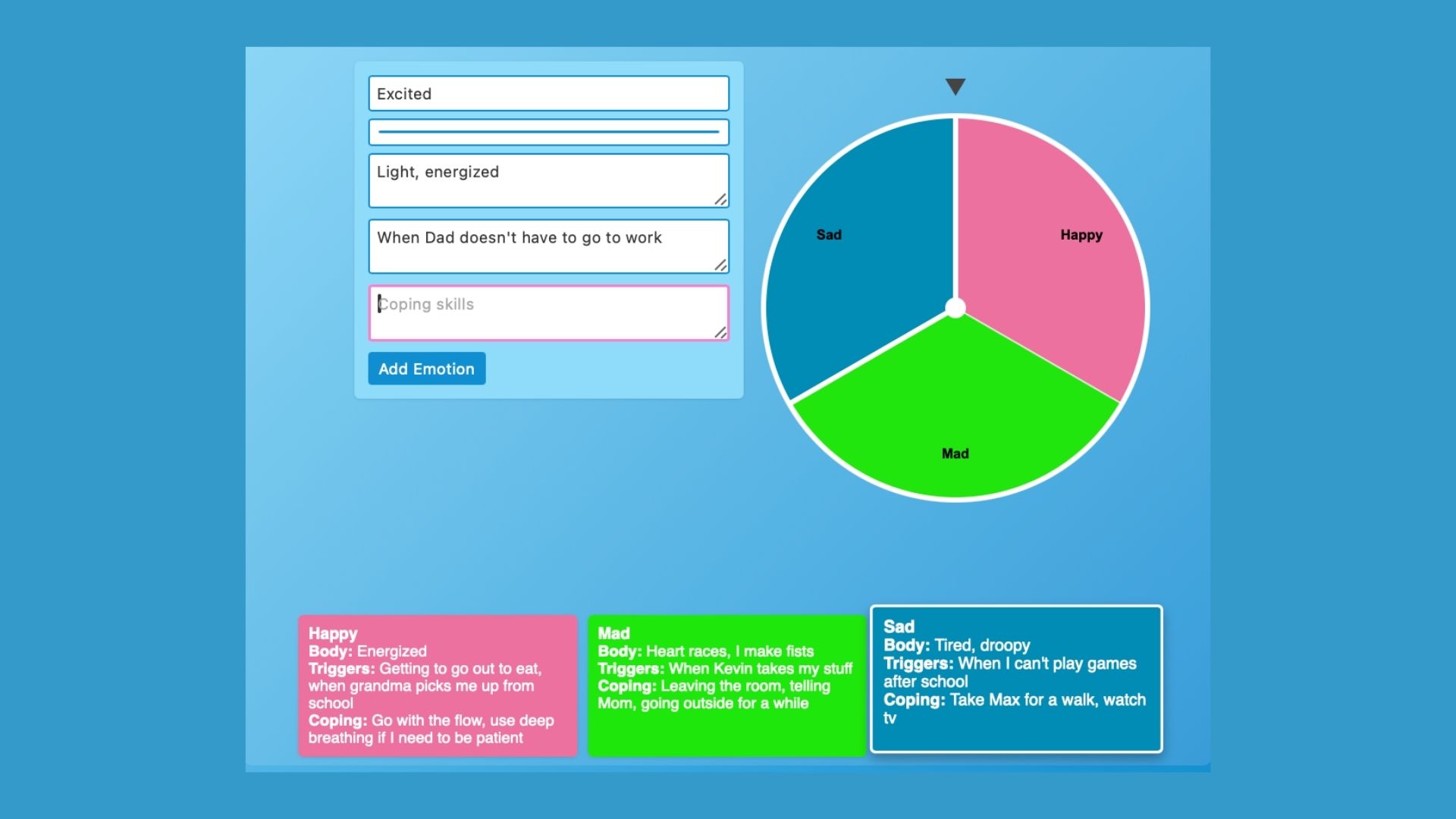 Help your client create their own interactive emotion wheel great for in-person or as an online therapy activity